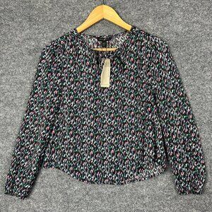 NWT BANANA REPUBLIC‎ Spit Neck With Tie Long Sleeved Blouse SZ XXS petite